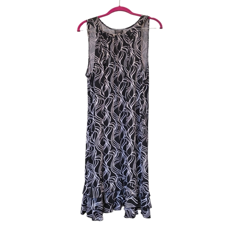 MSK Black and White Swirl Midi Dress